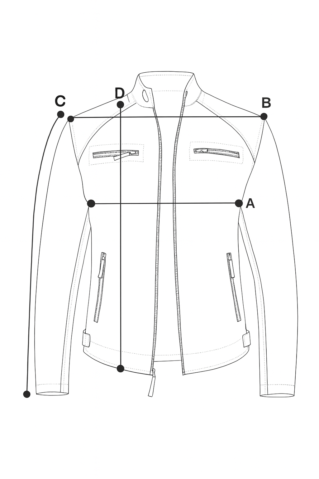 Men jacket measurements diagram