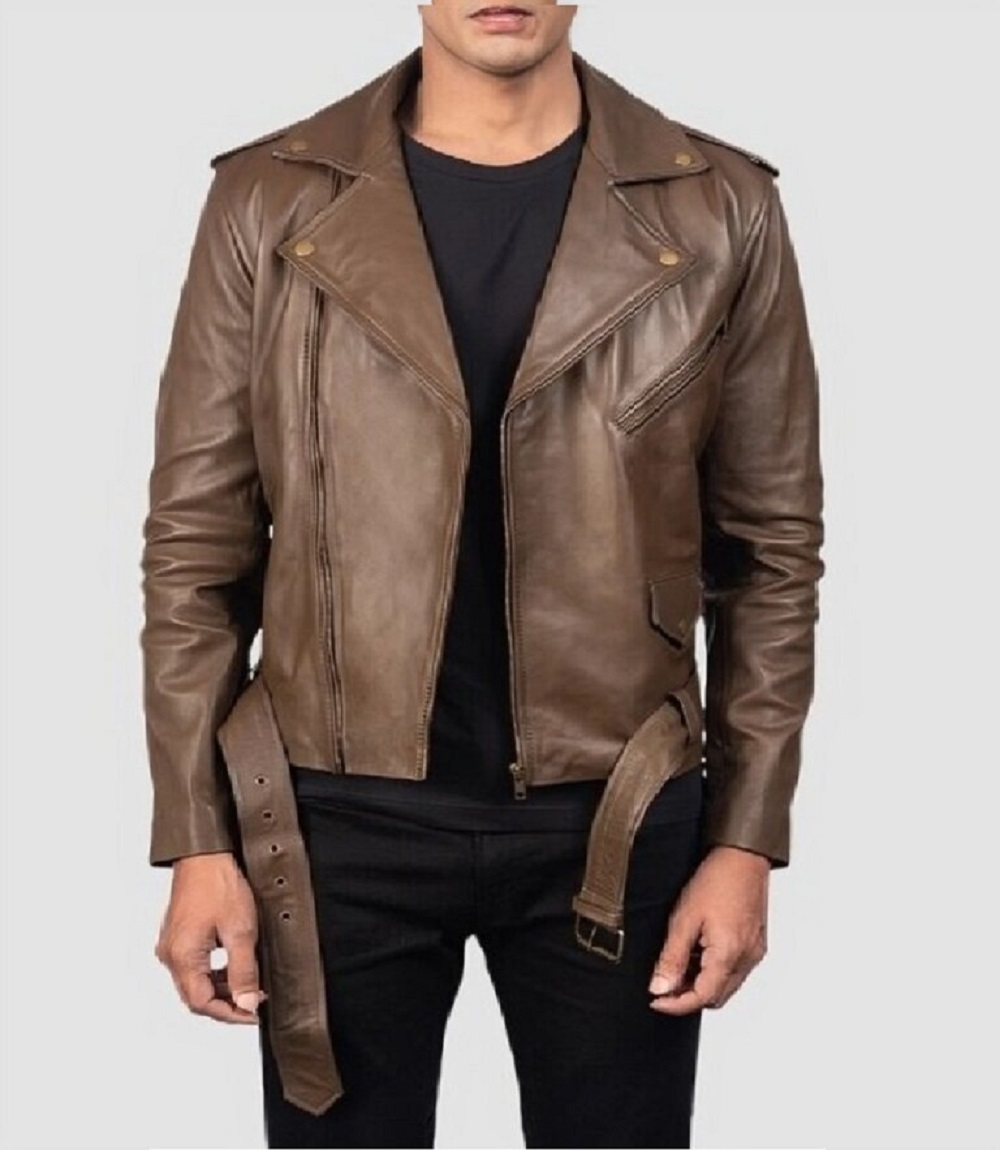 Allaric Alley Mocha Men's Leather Biker Jacket