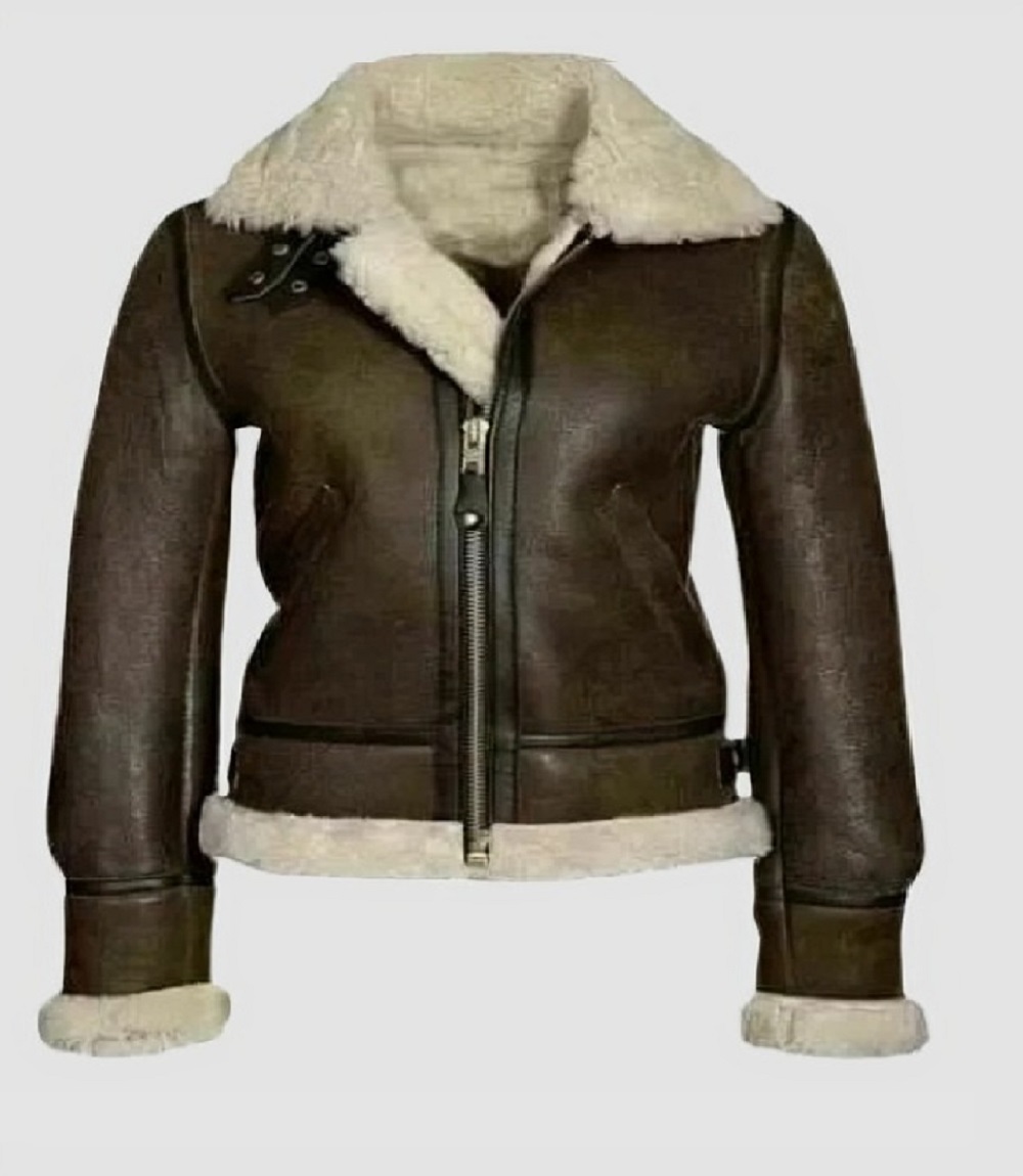 B3 Bomber Distressed Brown Aviator Women Leather Jacket