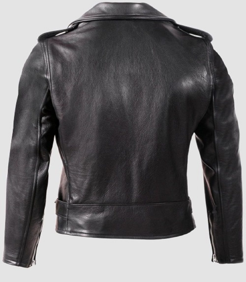 Black Cowhide Handmade Leather Biker Jacket