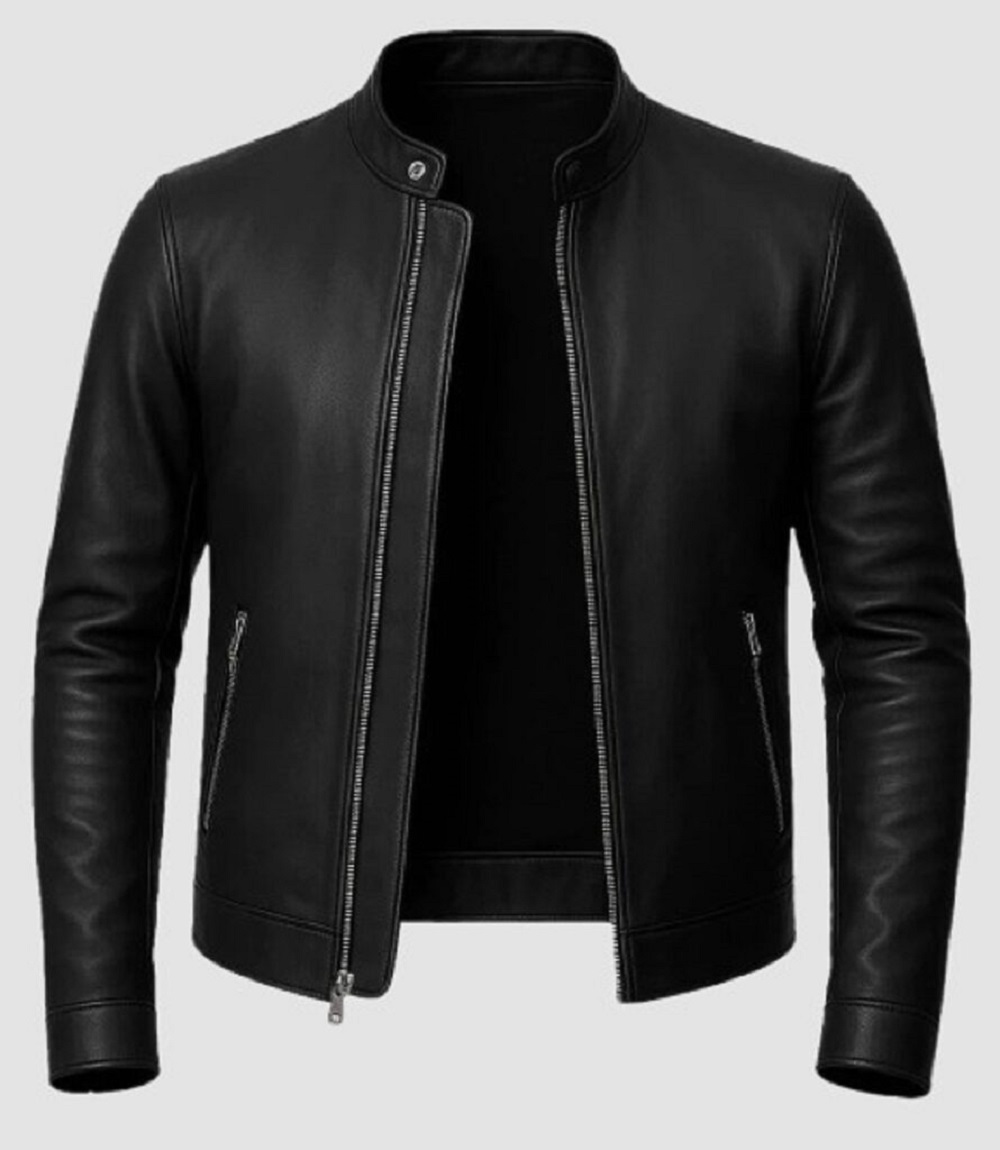 Café Racer for Men, Black Leather Moto Jacket