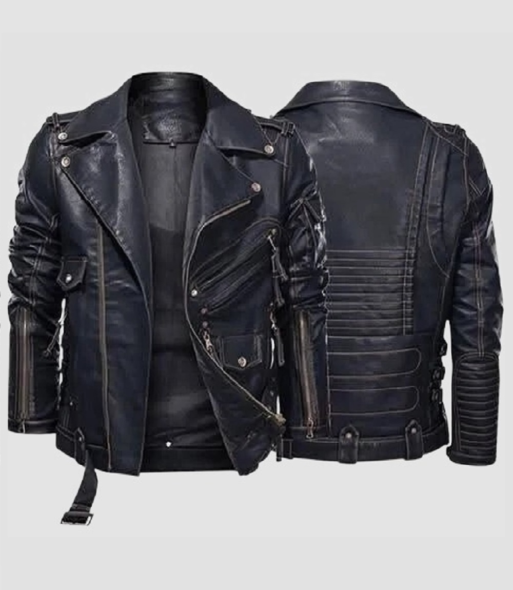 Fashion Mens Motorcycle Winter Leather Jacket