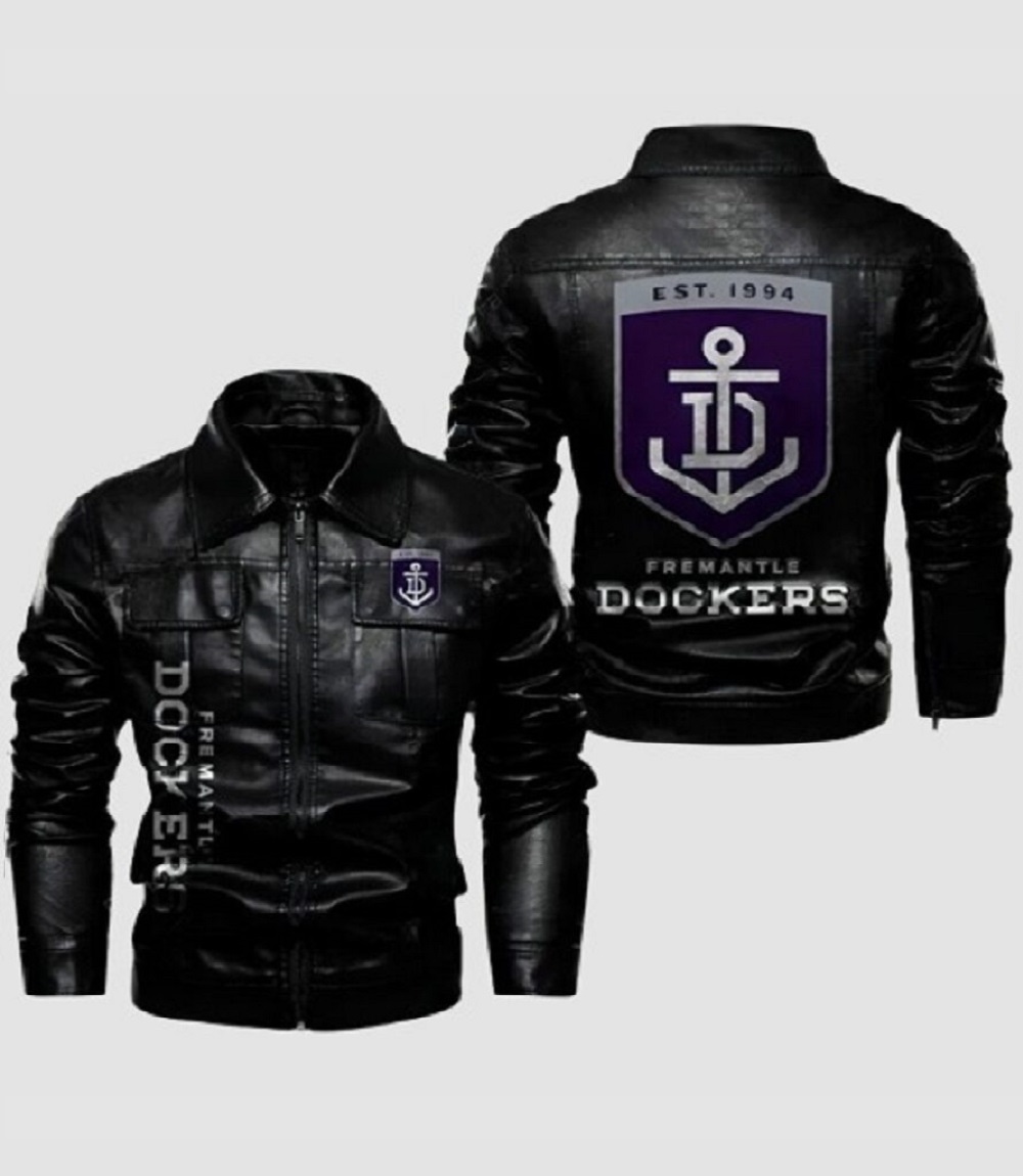 Fremantle Dockers Flap Pocket Design Leather Jacket