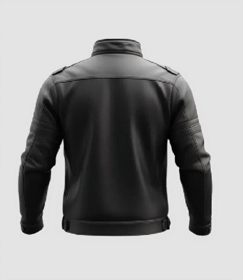 Men Black Handmade Genuine Cowhide Leather Jacket