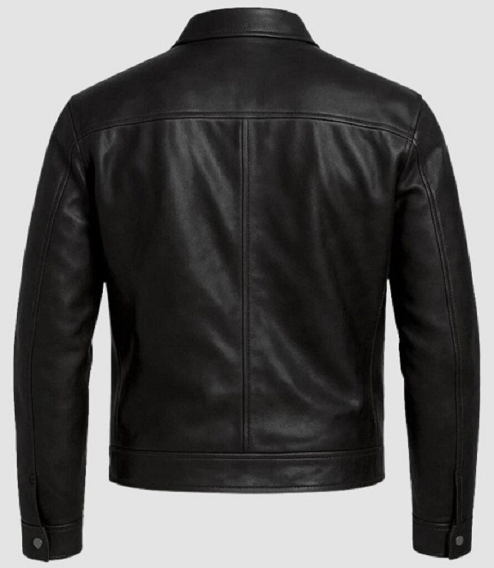 Men, Black Leather Moto Jacket