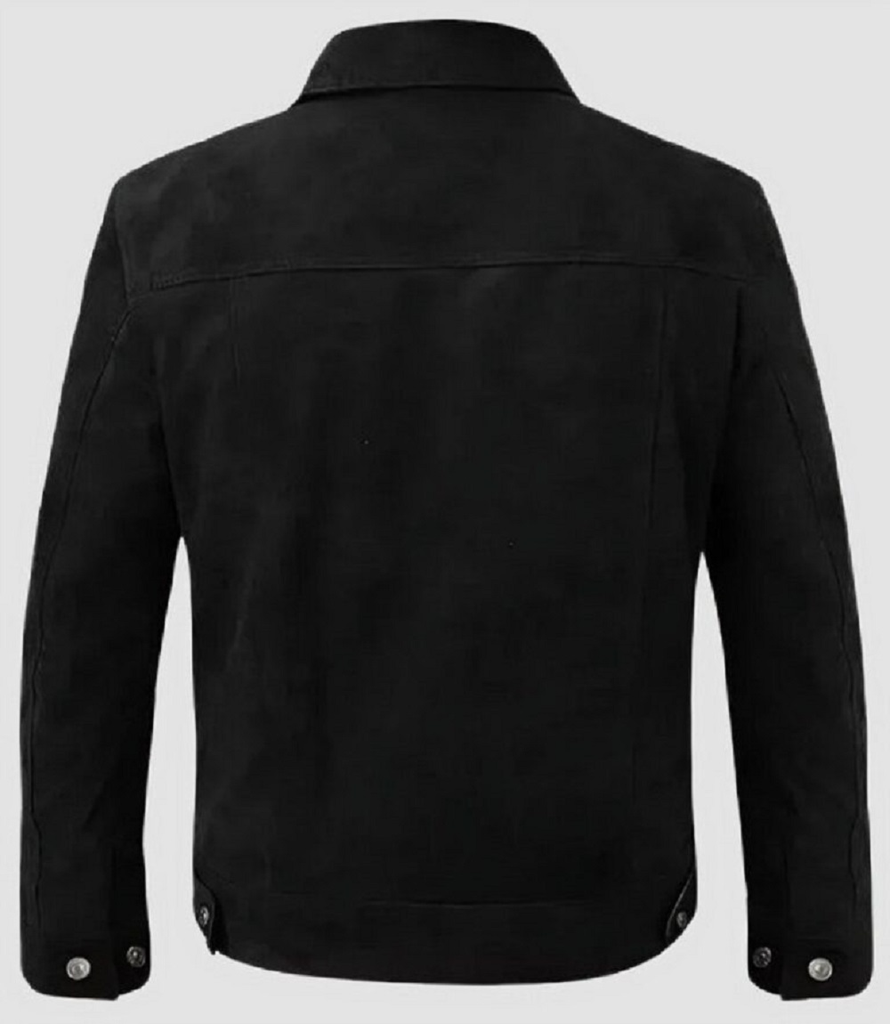 Men Leather Classic Trucker Jacket.