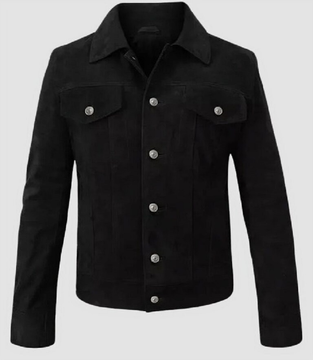 Men Leather Classic Trucker Jacket