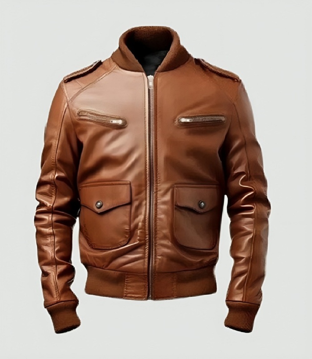 Men Vintage Brown Bomber Jacket for Military Style