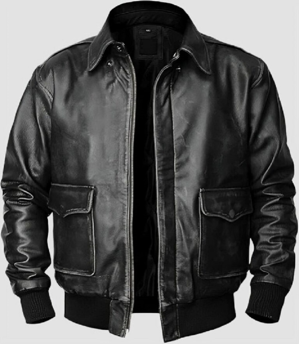 Men’s Air Force Pilot Leather Cowhide Flight Bomber Jacket