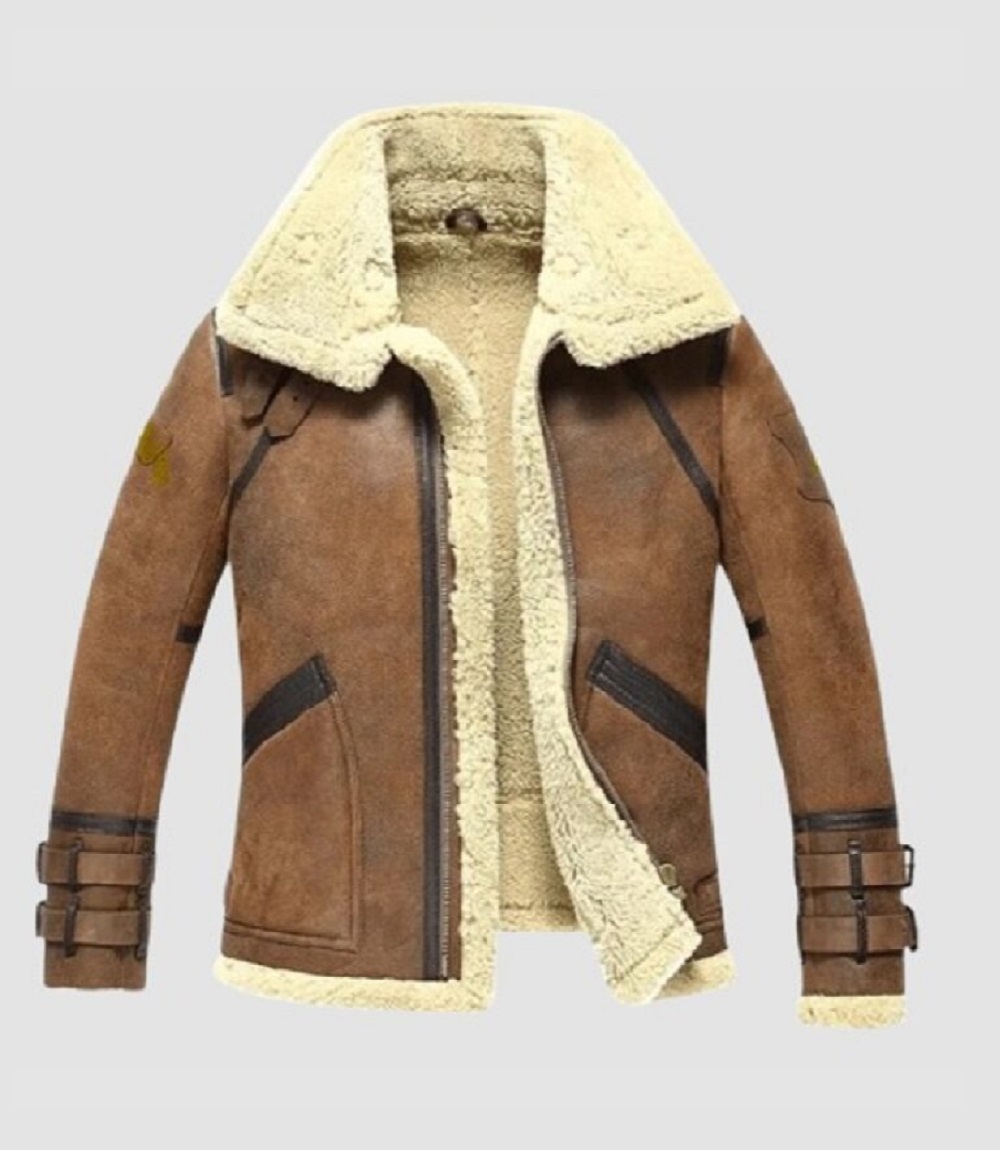 Mens Aviator B3 Bomber Shearling, Brown Leather Jacket