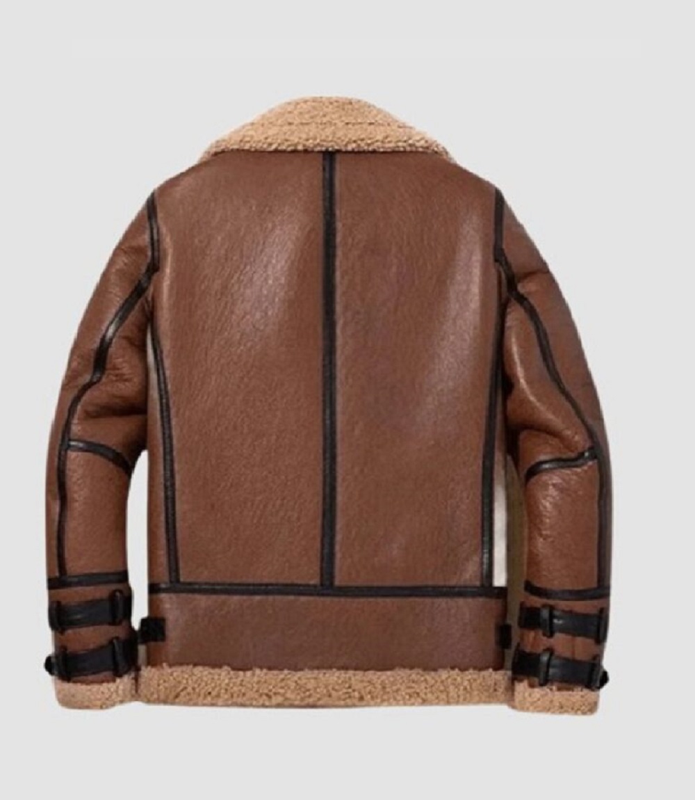 Mens B3 Shearling Bomber Brown Leather Jacket
