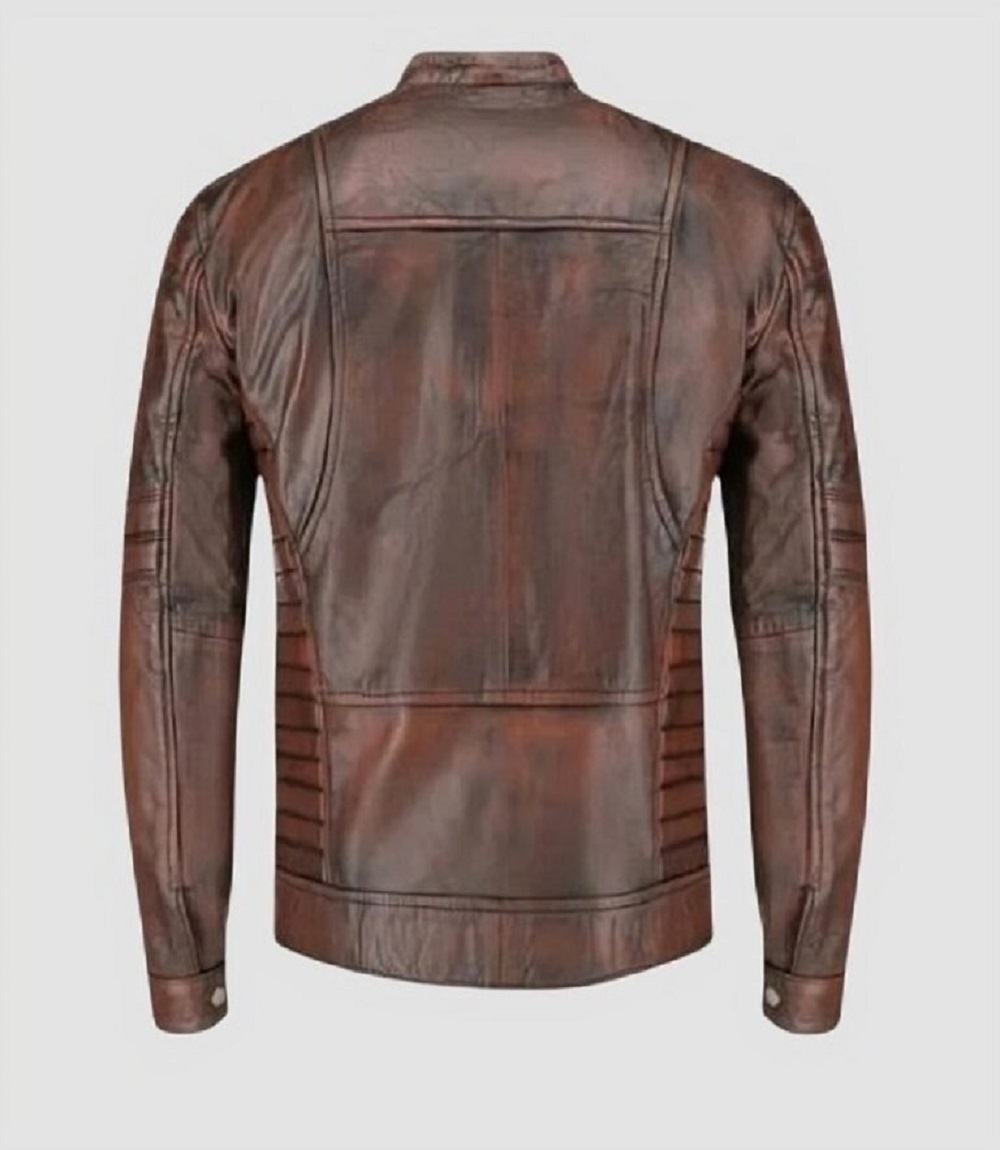 Mens Biker Jacket Brown Leather