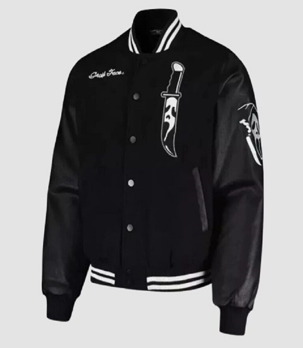 Mens Black Horror Ghostface Bomber Jacket