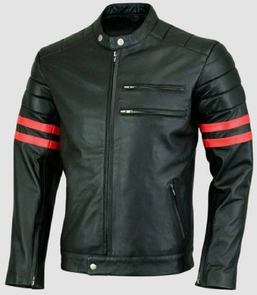 Mens Black Leather Moto Jacket