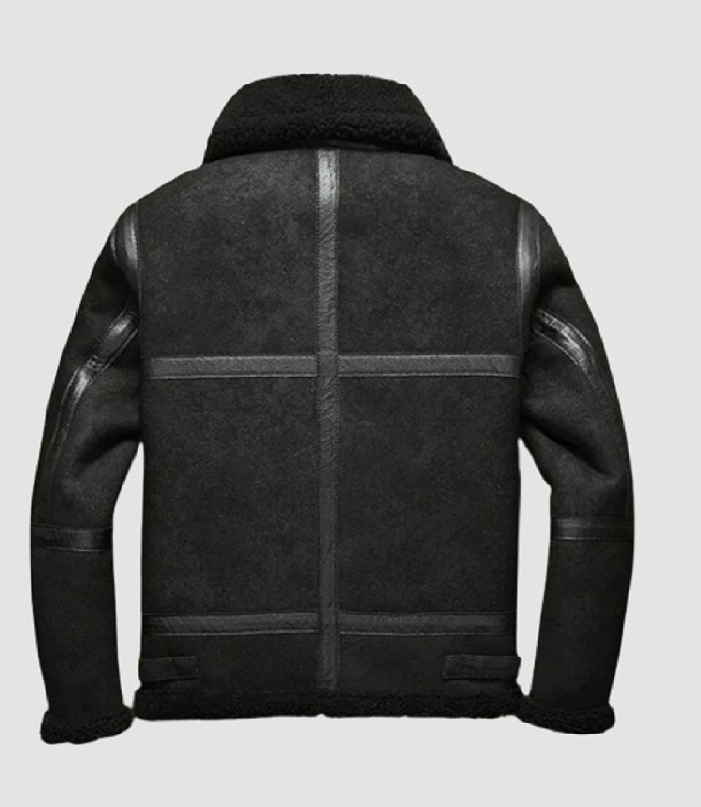 Mens Black Shearling Leather Jacket