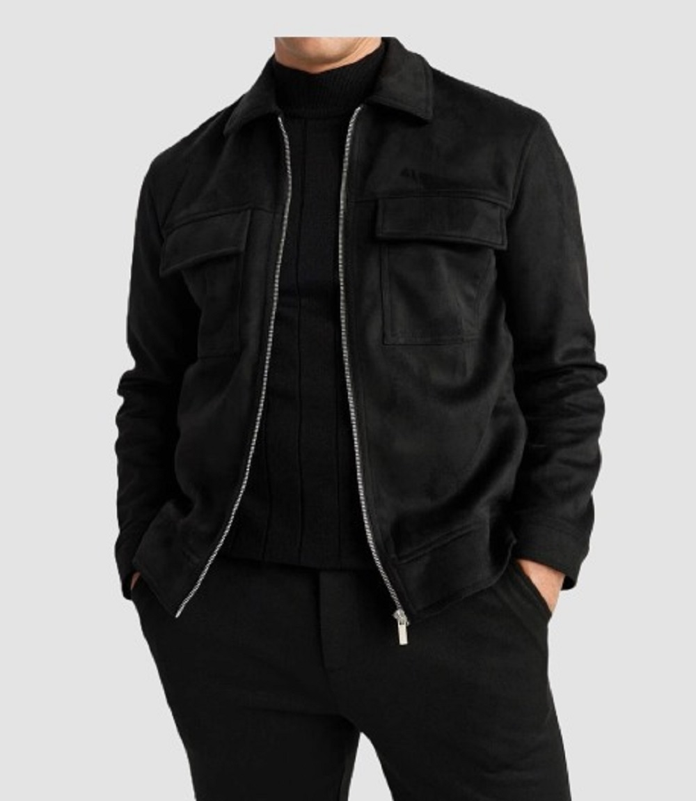 Men's Black Trucker Leather Jacket