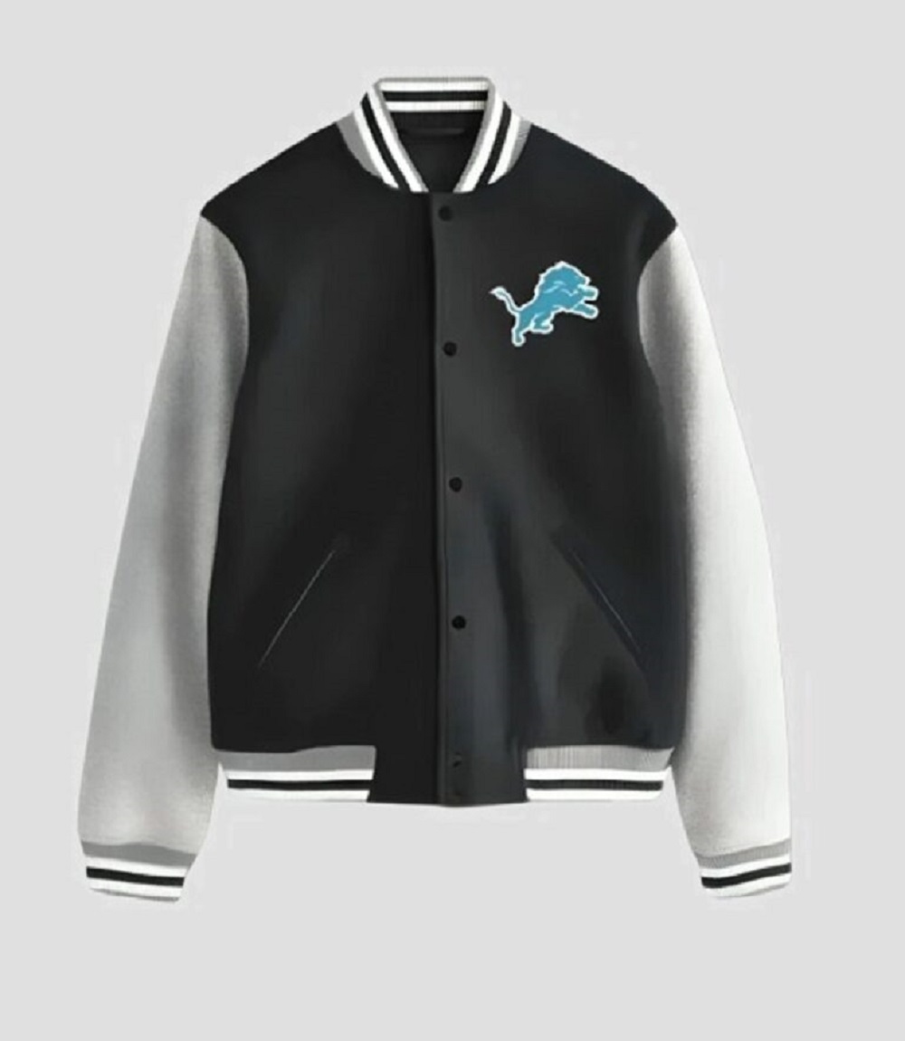 Mens Black White Wool Letterman Bomber Jacket