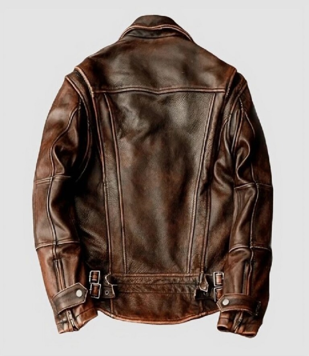 Mens Brown Leather Jacket Classic Zip