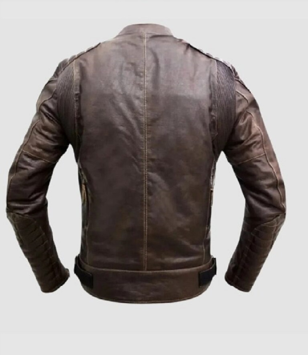 Mens Brown Quilted Rider Leather Jacket.