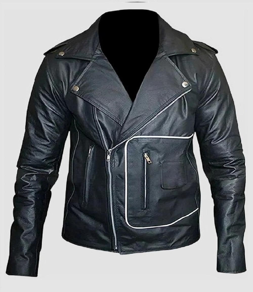 Mens Classic 1950s T.Birds Rockabilly Biker Look Leather Jacket