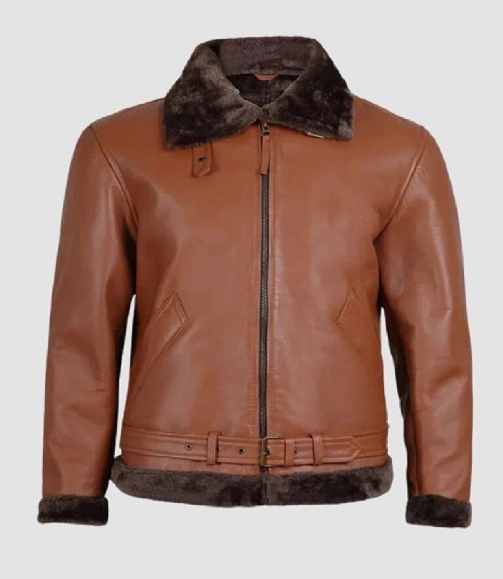 Mens Classic Shearling Leather Aviator Jacket