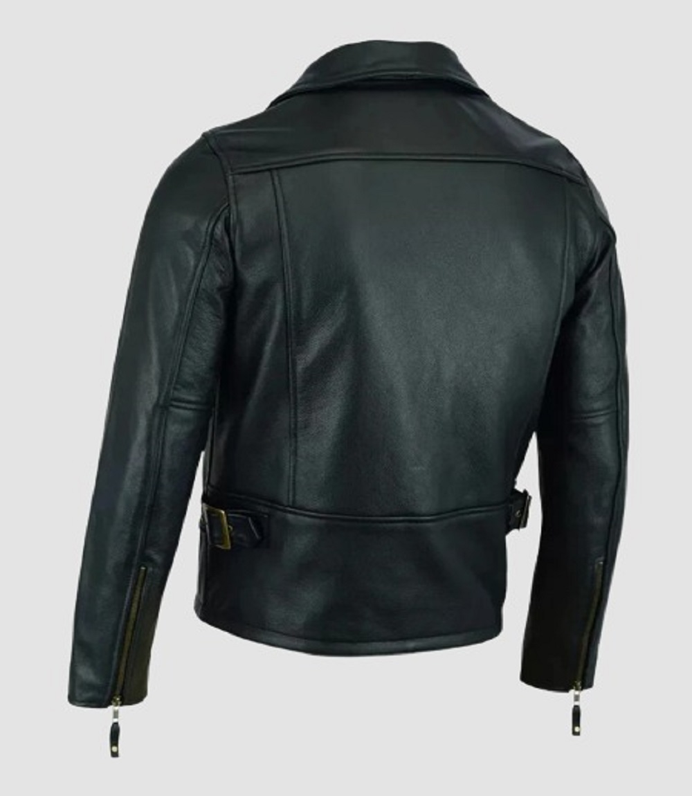 Mens Classic Vintage Genuine Cowhide Biker Leather Jacket