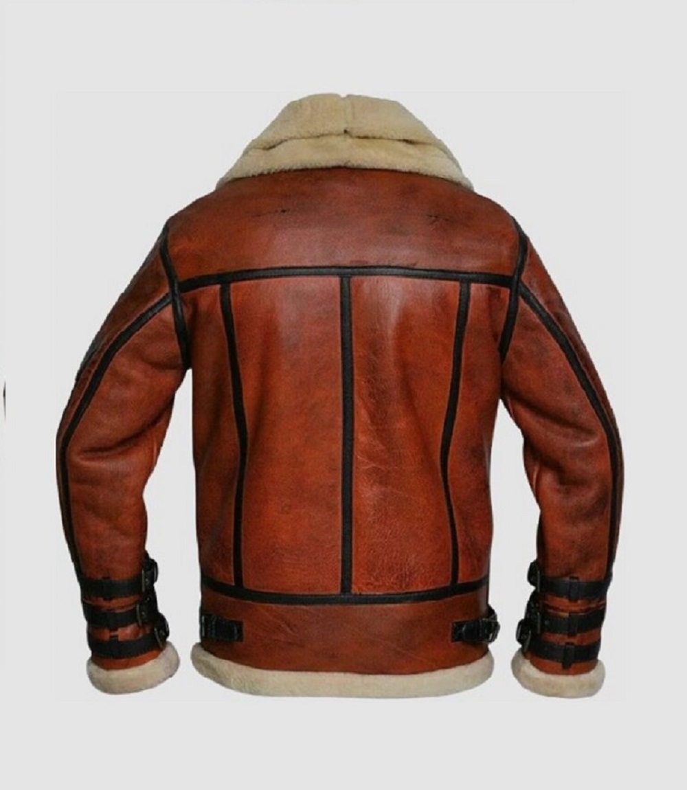 Mens FlightVintage Aviator Look Premium Leather jacket with Fur.