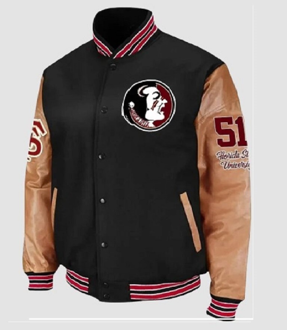 Mens Florida State Seminoles Bomber Leather Jacket