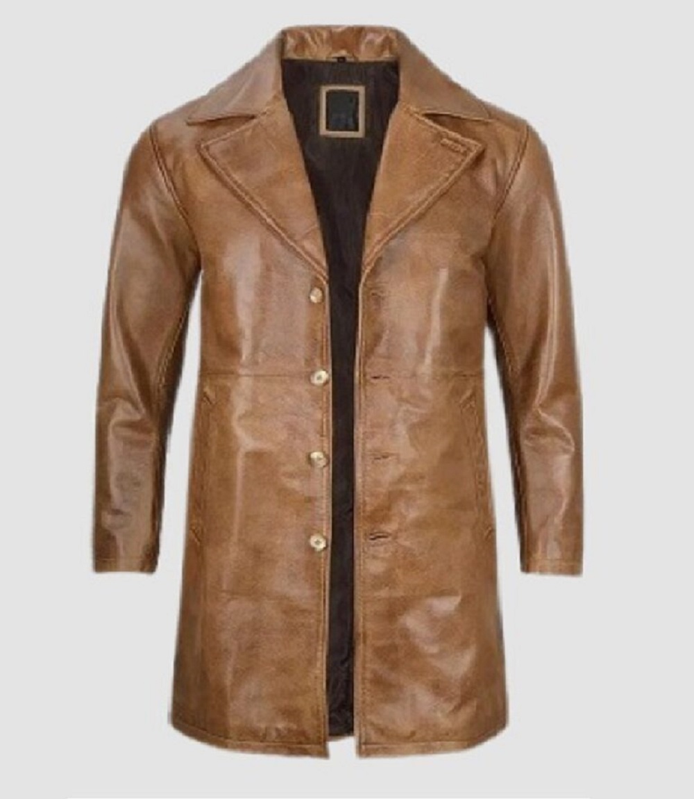 Mens-Genuine-Brown-Car-Winter-Trench-Coat-