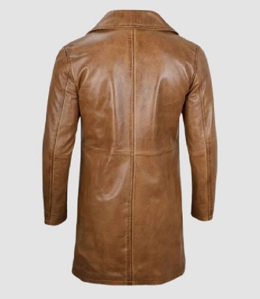 Men’s Genuine Brown Car Winter Trench Coat