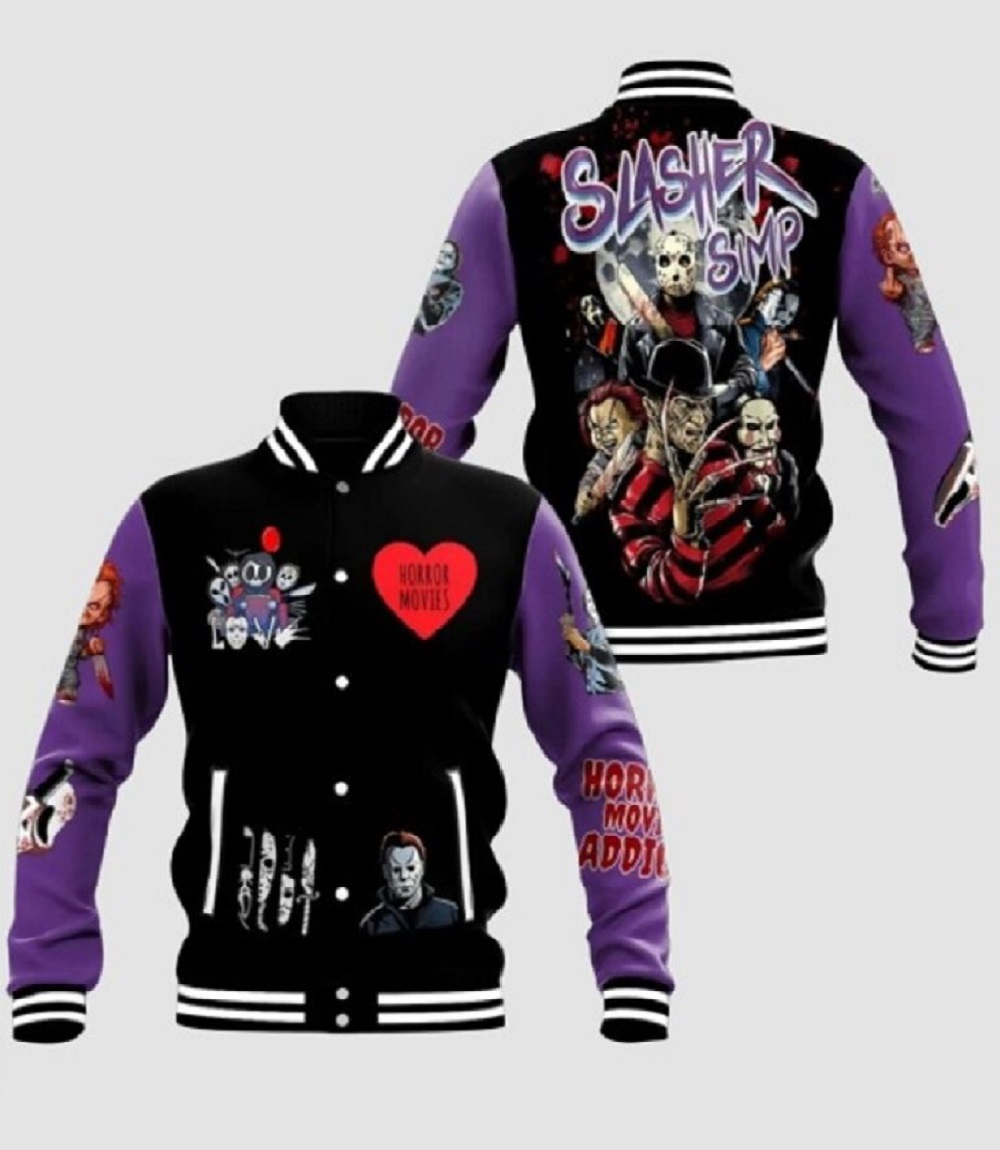 Mens Halloween Horror Wool Jacket Slasher Simp Design