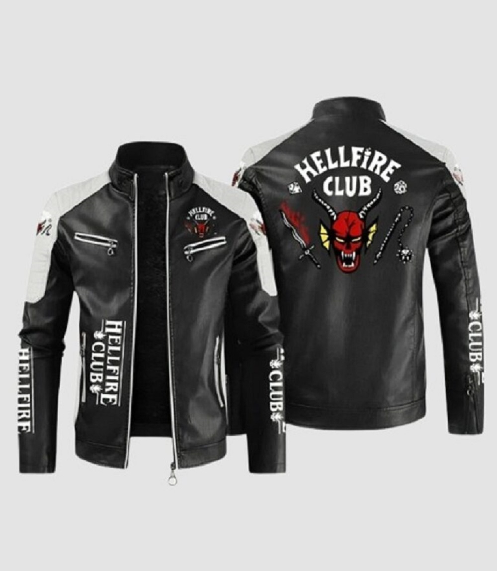 Mens Hellfire Club Leather Motorcycle Jacket