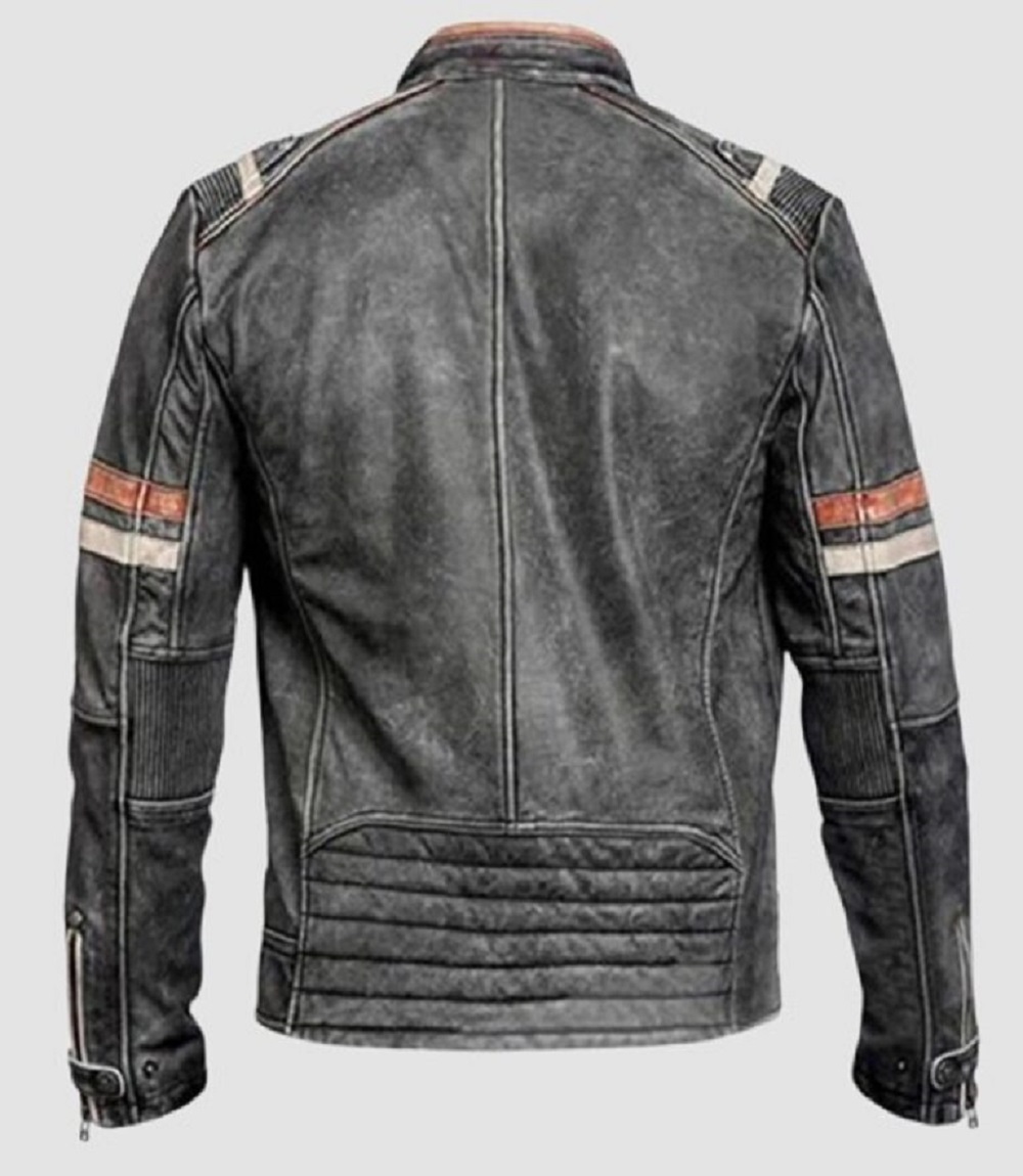Mens Jacket Black Café Racer Leather