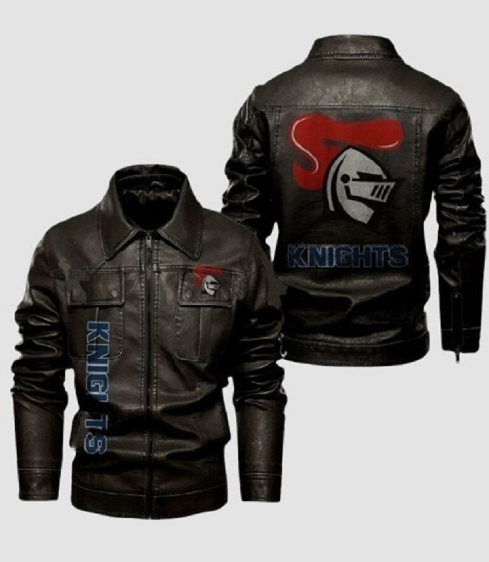 Mens Knights Dark brown Biker Leather Jacket