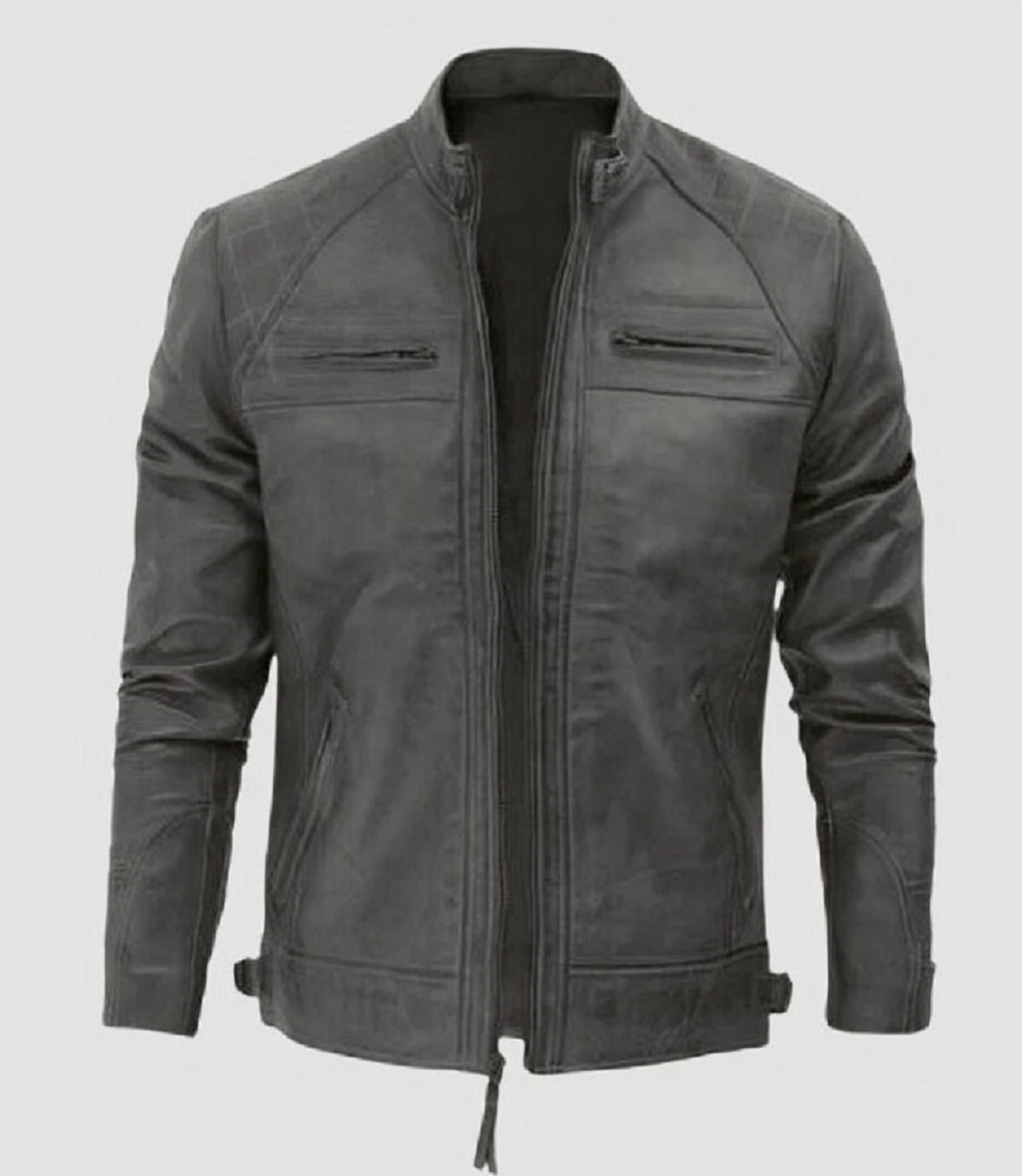 Mens Leather Jacket Café Racer Cut Minimalist Moto Style