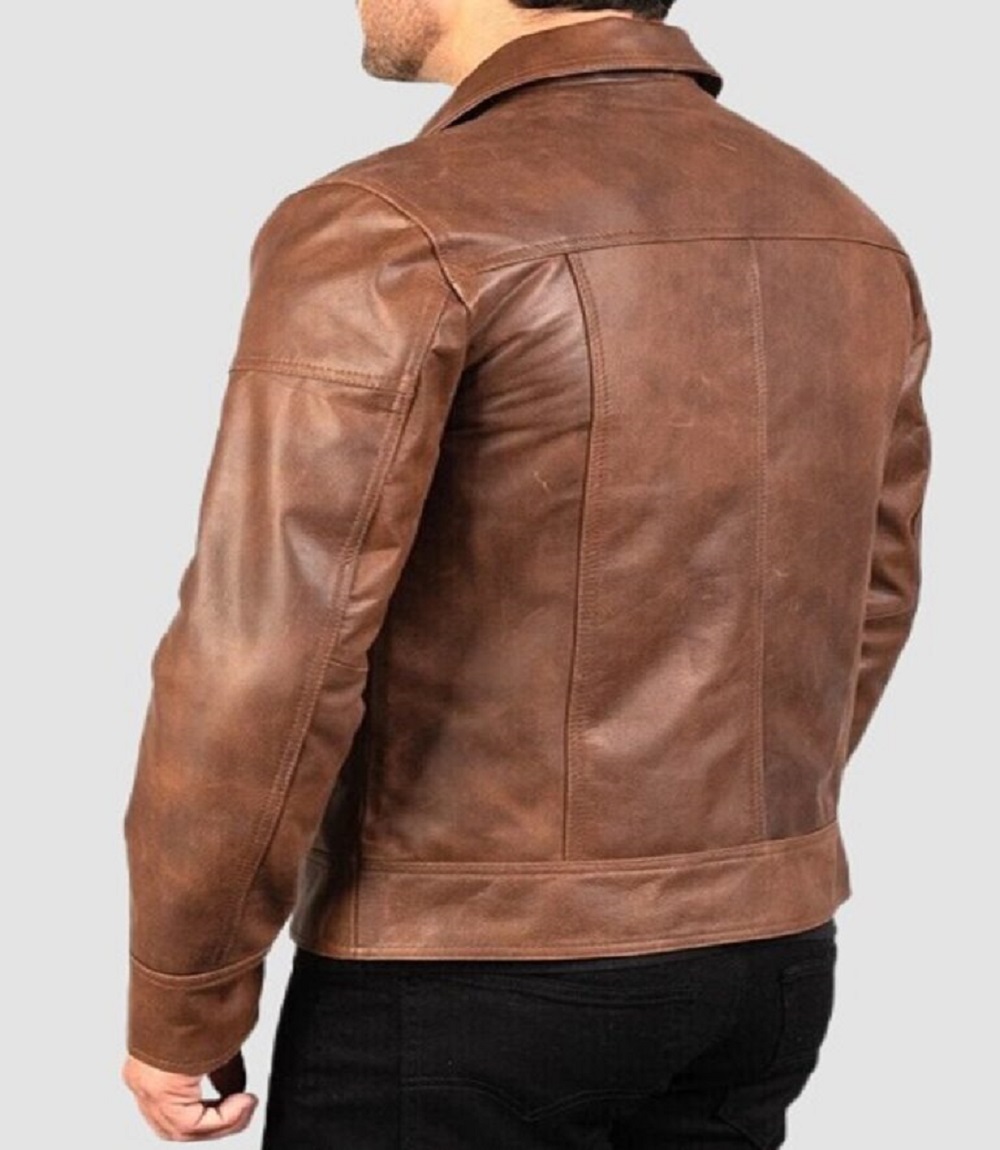 Men’s Leather Jacket Moto Brown.