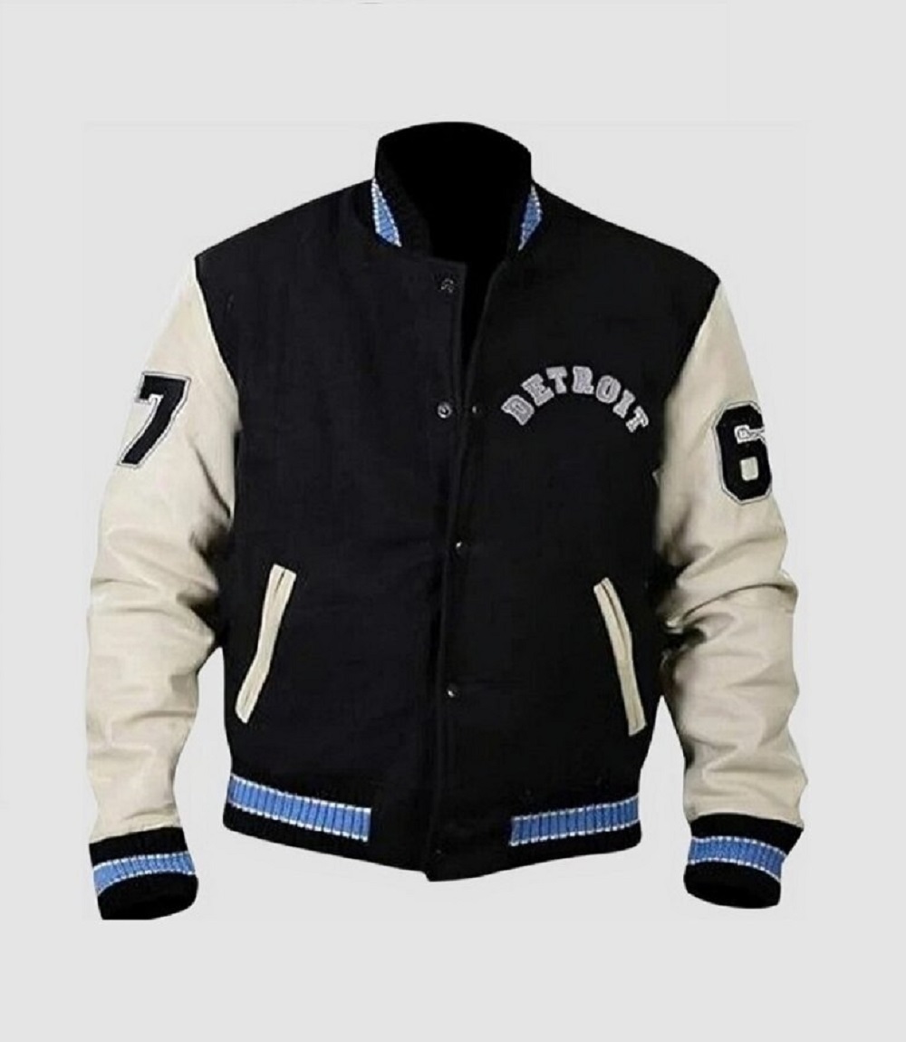 Mens Leather Sleeve Letterman Bomber Vintage Style Jacket