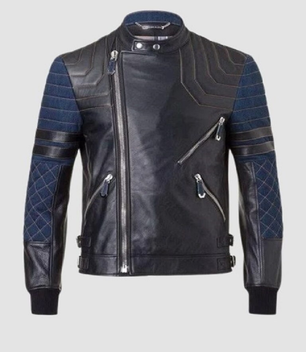 Mens Quilted Leather Moto Jacket Modern Street Style
