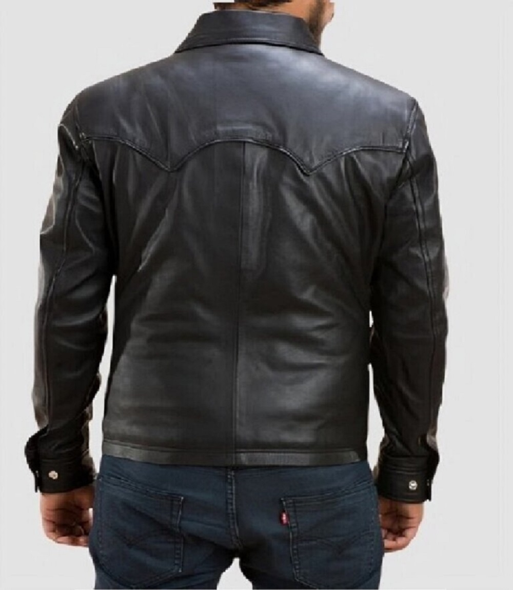 Mens Ranchson Black Leather jacket