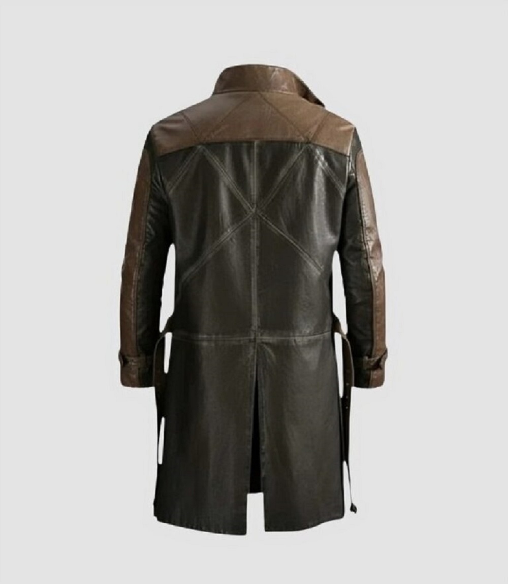 Men's Real Leather Trench Coat Cosplay Long Jacket
