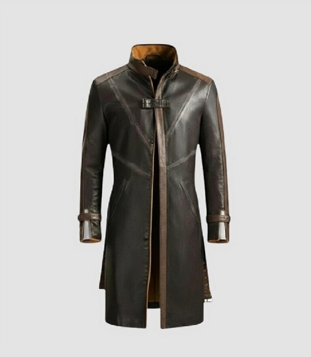Men's Real Leather Trench Coat Cosplay Long Jacket