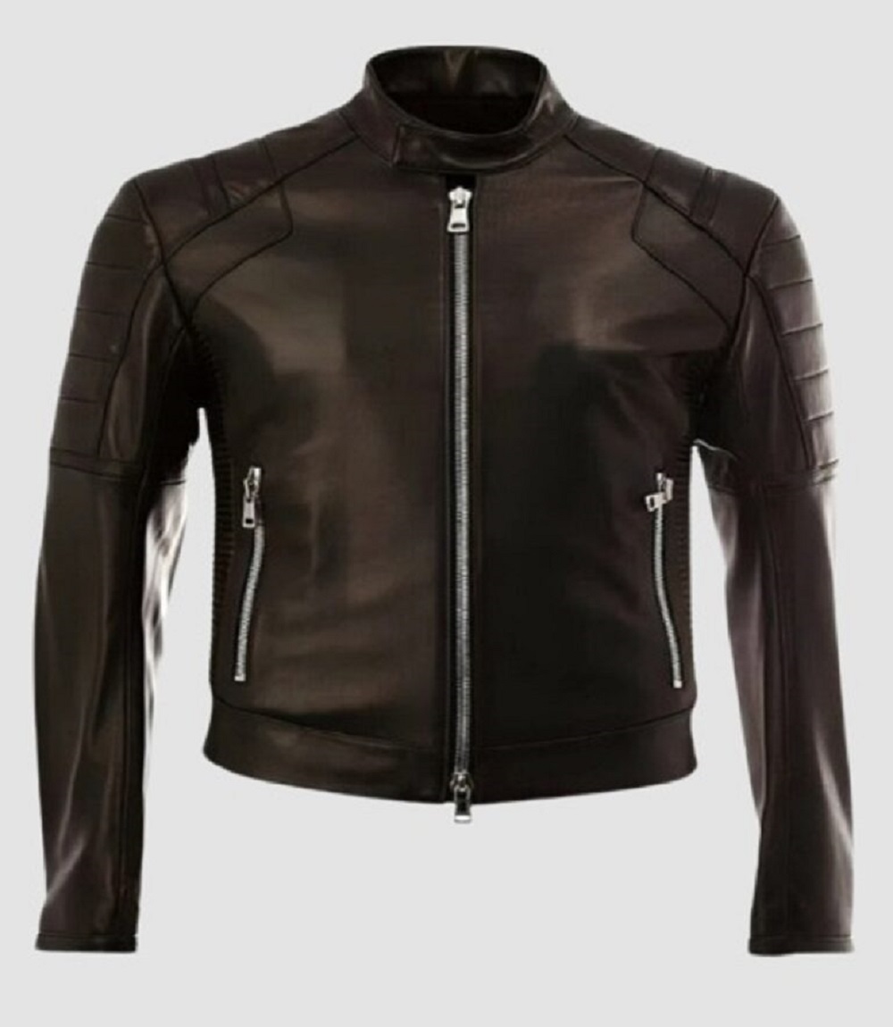 Mens Slimfit Dark Brown Jacket Padded Shoulder Streetwise Style