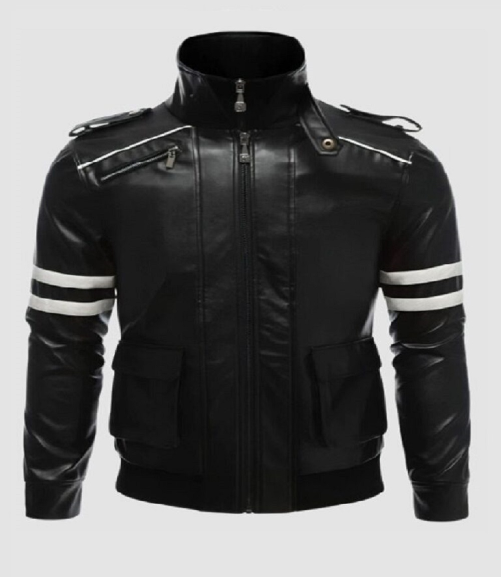 Mens Street Racer Black Leather Moto Jacket