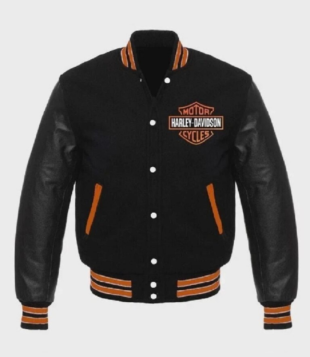 Men’s Wool Varsity Bomber Real Cowhide Leather Sleeves