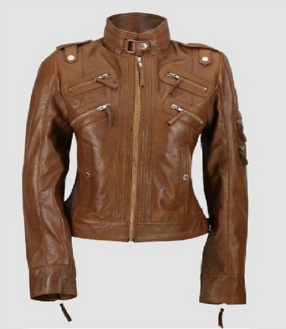 Moto Belle Womens Leather Jacket Slim Fit Soft Zip.