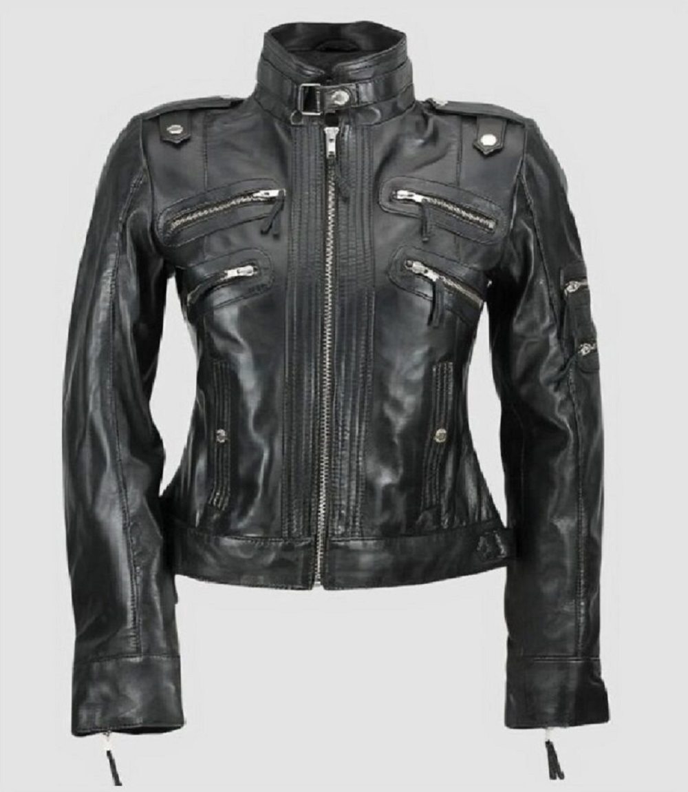 Moto Belle Womens Leather Jacket Slim Fit Soft Zip