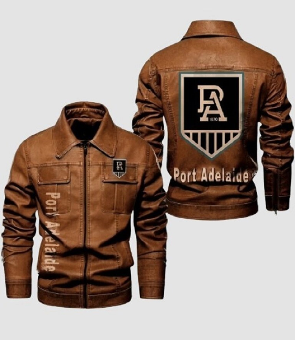 Port Adelaide Leather Fan Jacket