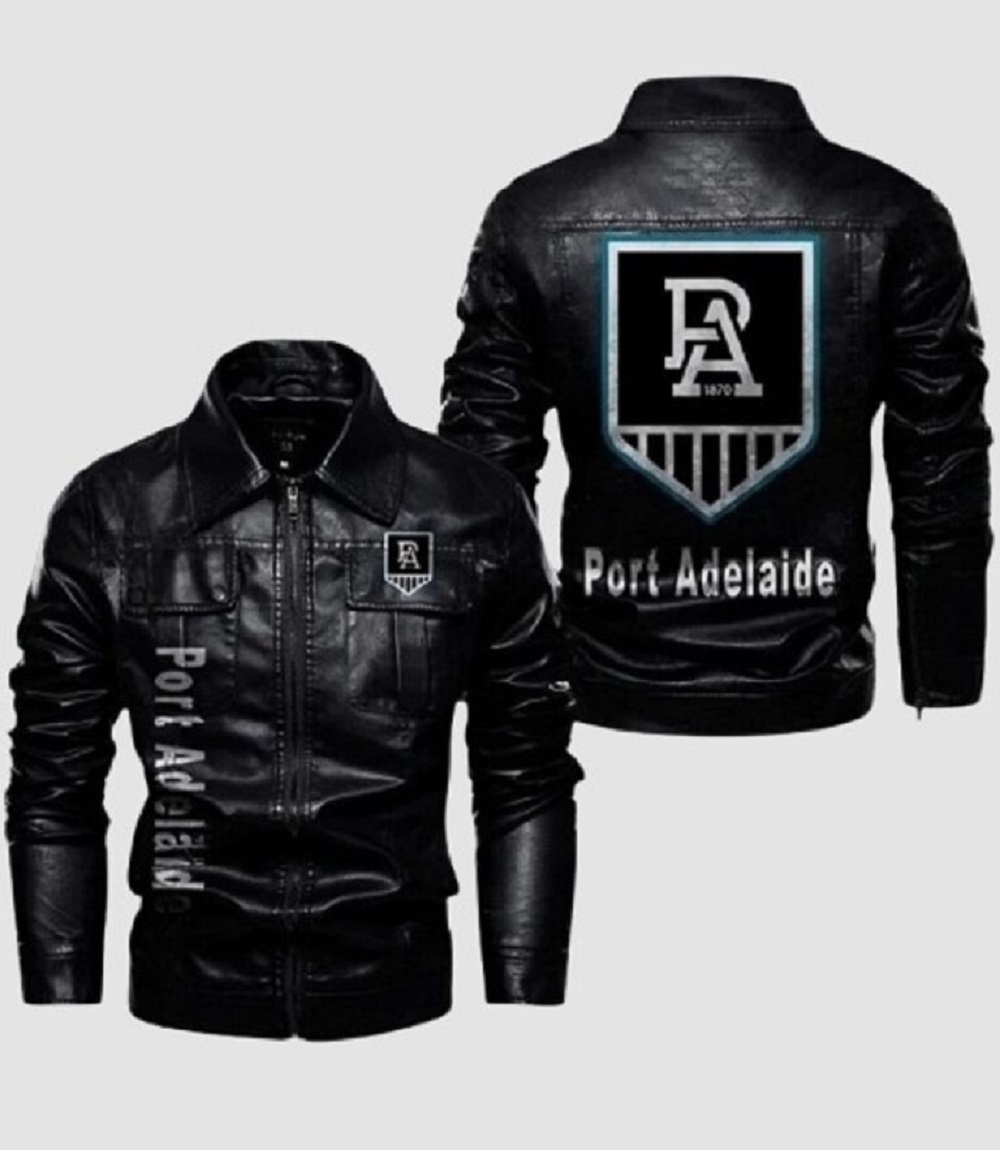 Port Adelaide Leather Fan Jacket