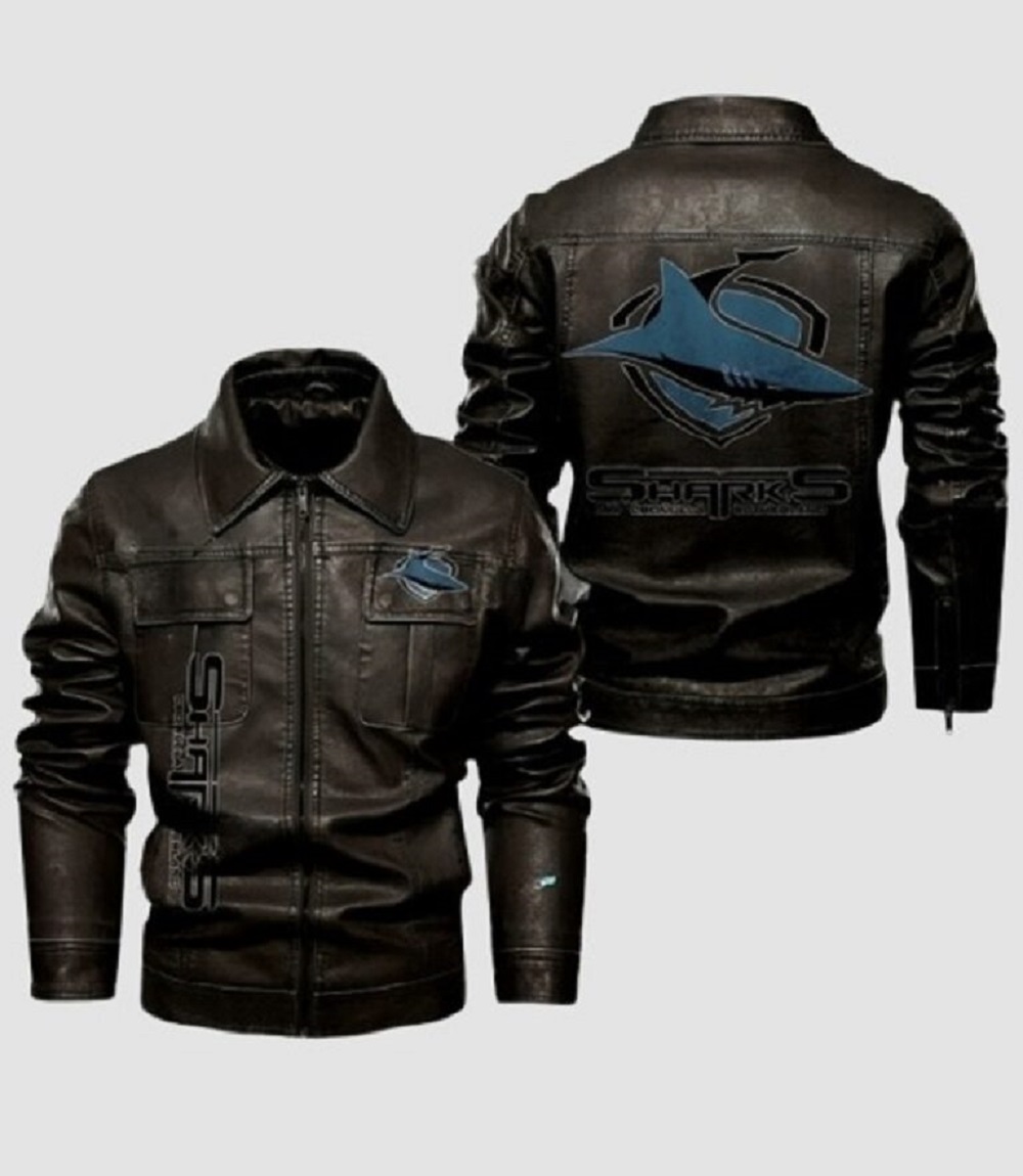 Sharks Cronulla Sutherland Dark Brown Biker Leather Jacket