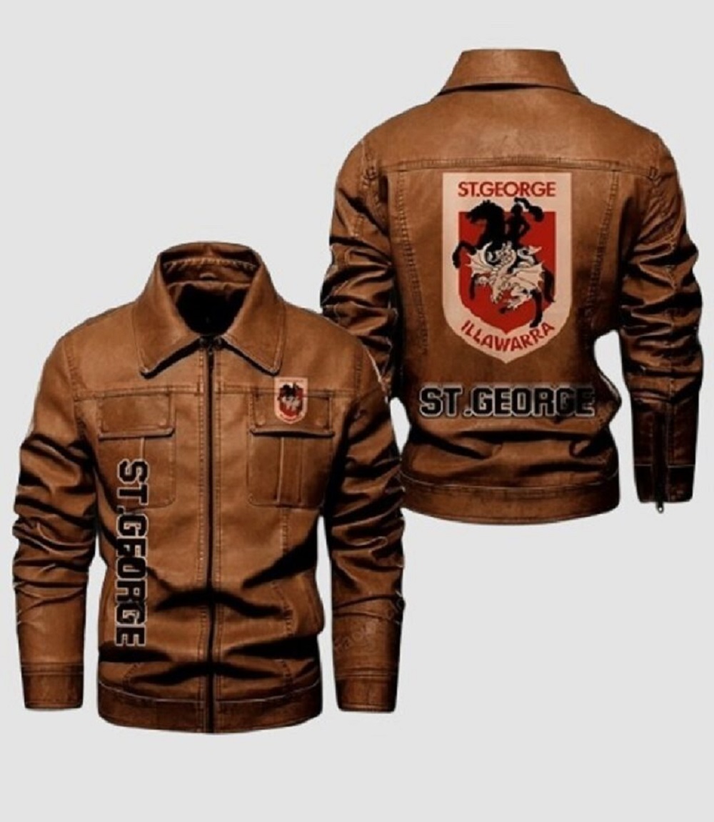 St. George Classic Rider Tan Brown Leather Fan Jacket